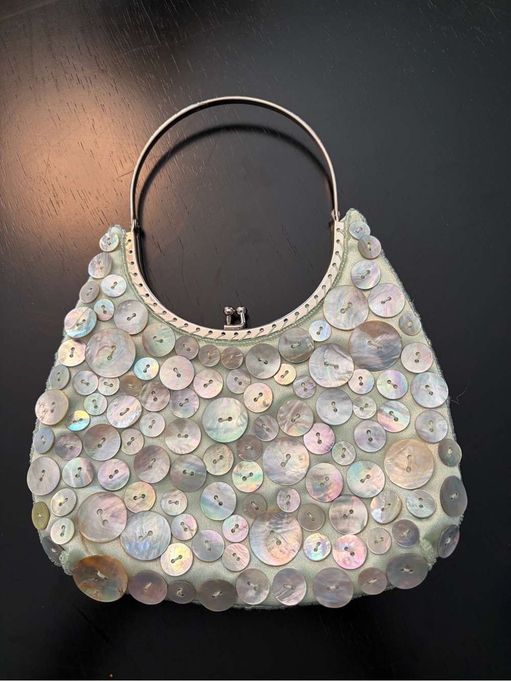 Vintage Y2K Mother-of-Pearl Shell Button Evening Bag - Mermaidcore